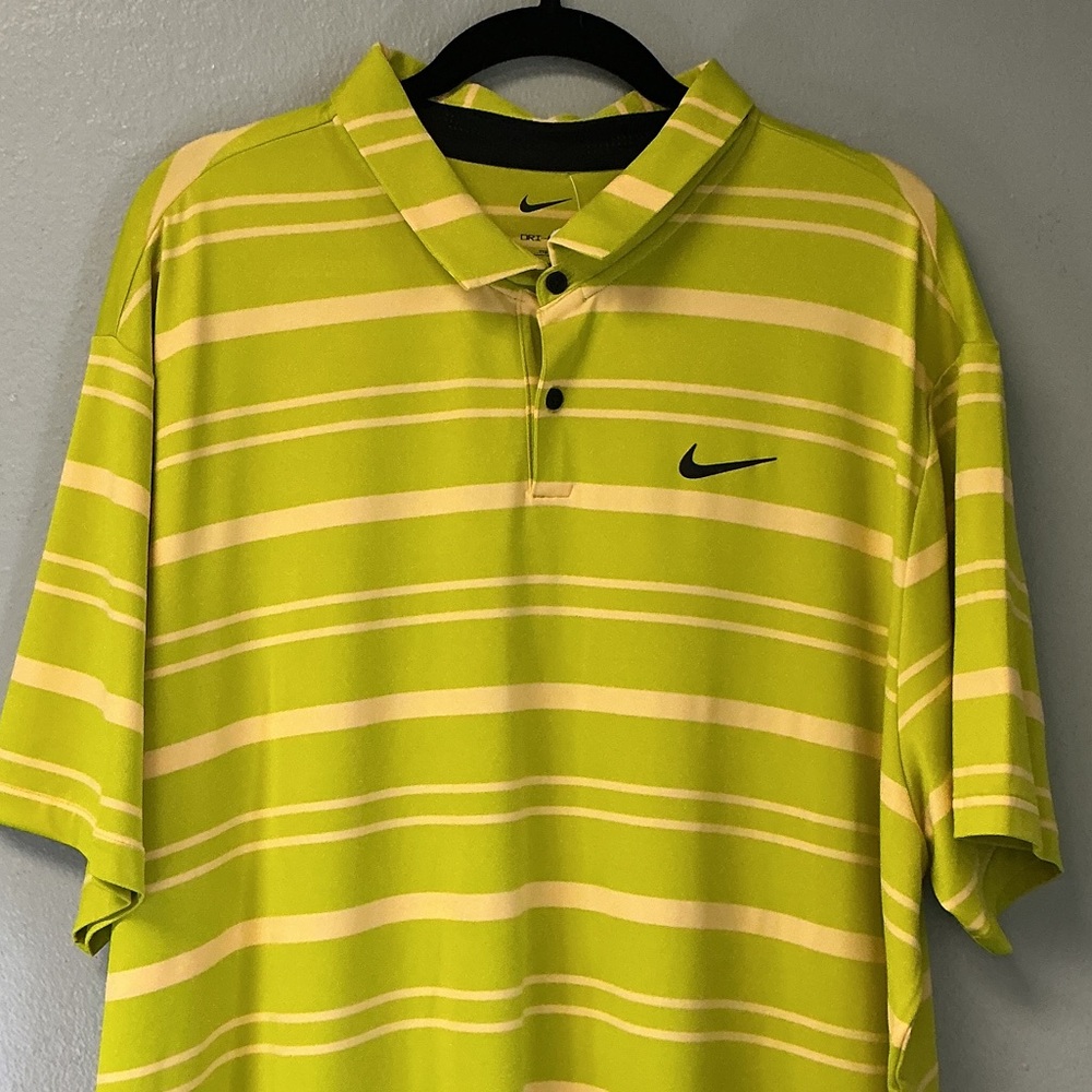 Nike Men’s Lime Green & Cream Striped Polo